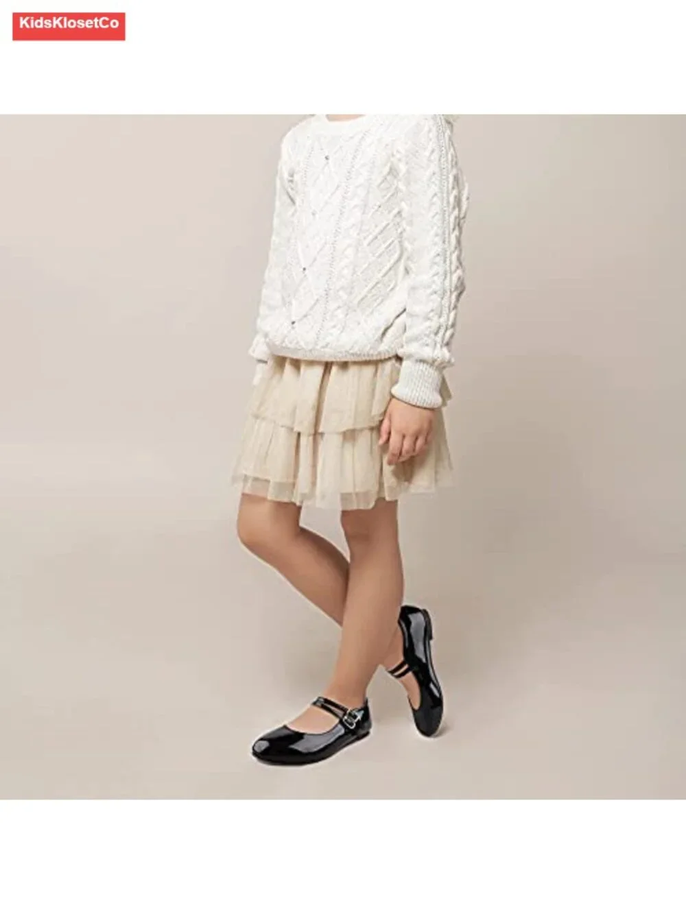 Girls Mary Jane Flats Hook & Loop Dress Shoes Non-Slip Memory Foam School